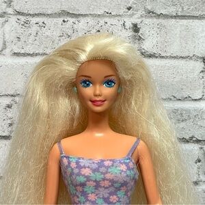 Barbie Doll 1995 Foam N Color Long Blonde Hair Bangs Earrings Shoes Restyled